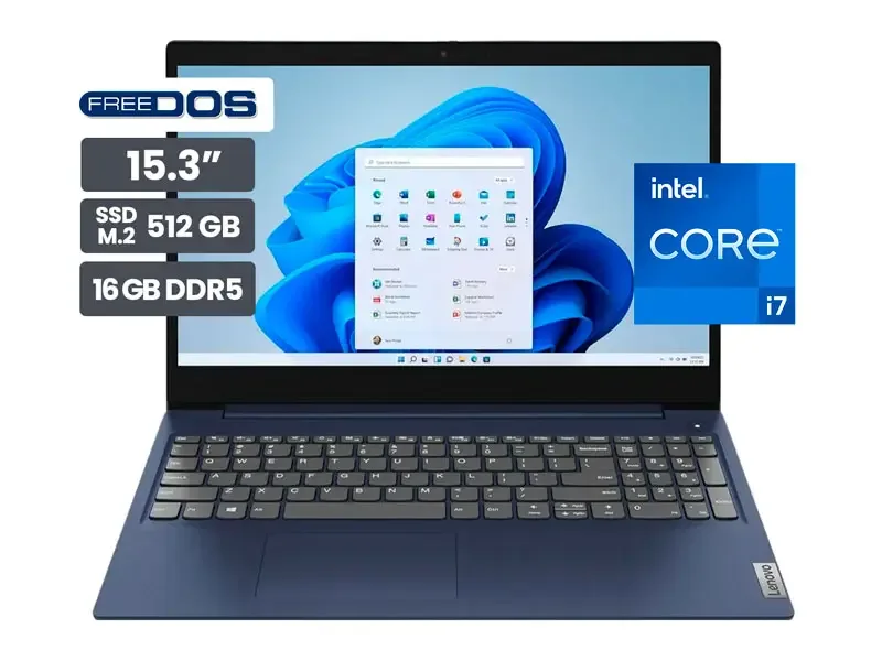 Laptop Lenovo IdeaPad Slim 3 15IRH10 15.3" Intel Core i7-13620H DDR516GB SS512GB Azul No Incluye Windows