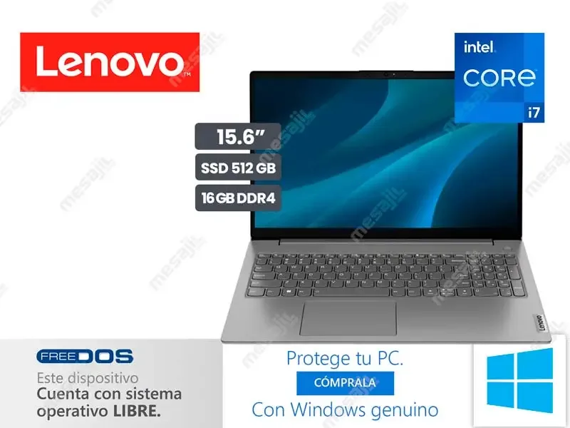 Laptop Lenovo IdeaPad V15 Intel Core i7-1255U 16GB/SSD512GB/15.6"/No incluye windows