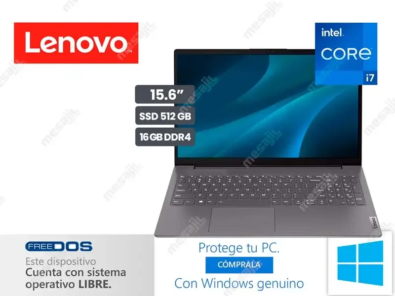 Laptop Lenovo IdeaPad V15 ITL  Intel Core i7-1165G7 16GB/SSD512GB/15.6"/No incluye windows