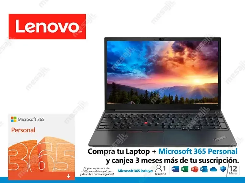 Laptop Lenovo ThinkPad E15 Intel Core i5-1135G7 16GB/SSD 512GB/MX 450 V2GB /15.6 FHD" W10Pro