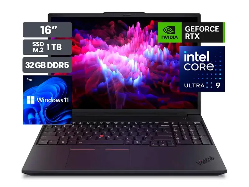 Laptop Lenovo Thinkpad P16v Gen3 16" Intel Ultra 9-285H 32GB SSD 1TB RTXPRO1000 V8GB Wind11Pro
