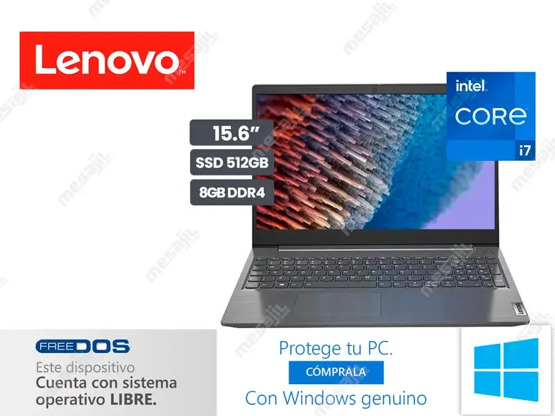 Laptop Lenovo  V15 G3 Intel Core i7-1255U 8GB/SSD512GB/15.6"/No incluye windows