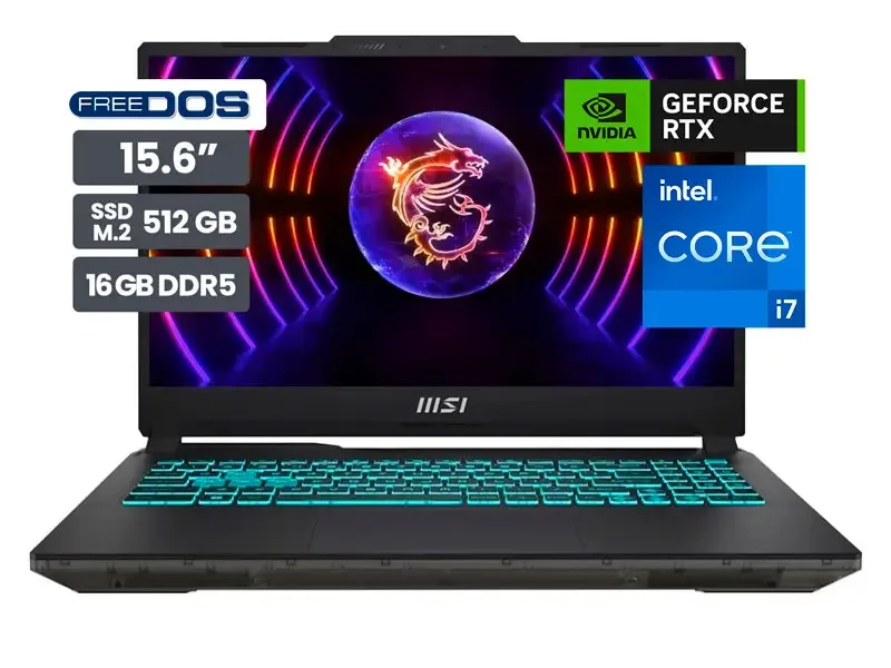Laptop MSI Gamer Cyborg 15 A12VE Intel Core i7-12650H 16GB/SSD512GB/V6GB RTX4050/15.6" FHD/FreeDos
