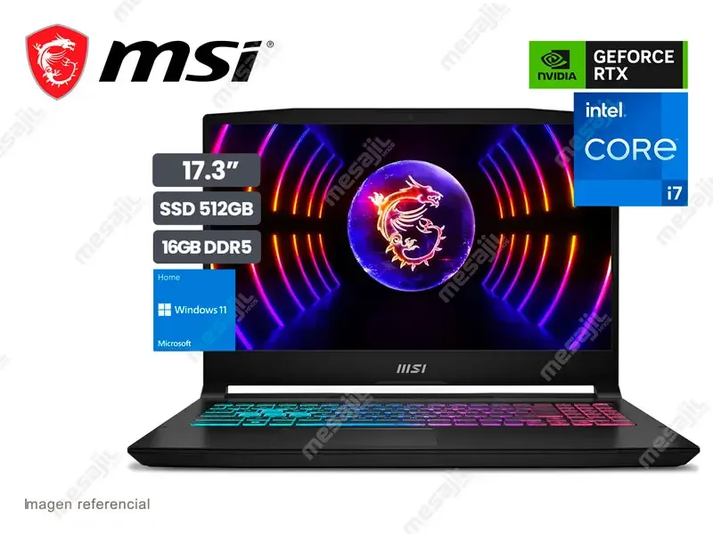 Laptop MSI Gamer Katana 17 B13VFK Intel i7 13620H 16G/SSD 512GB/RTX4060 8GB/17.3" FHD 144Hz/W11H