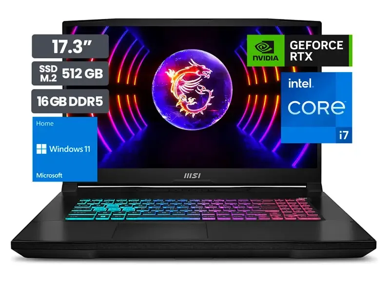 Laptop MSI Gamer Katana 17 B13VFK Raptor i7 13620H 16G SSD 512GB V8GB RTX4060 17.3" FHD 144Hz/W11H