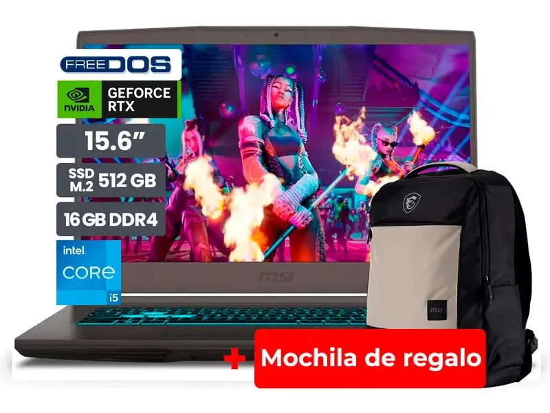Laptop MSI Gamer Thin 15 B12UDX Intel i5-12450H 16GB/SSD512/RTX3050 6GB/15.6" FHD/FreeDos