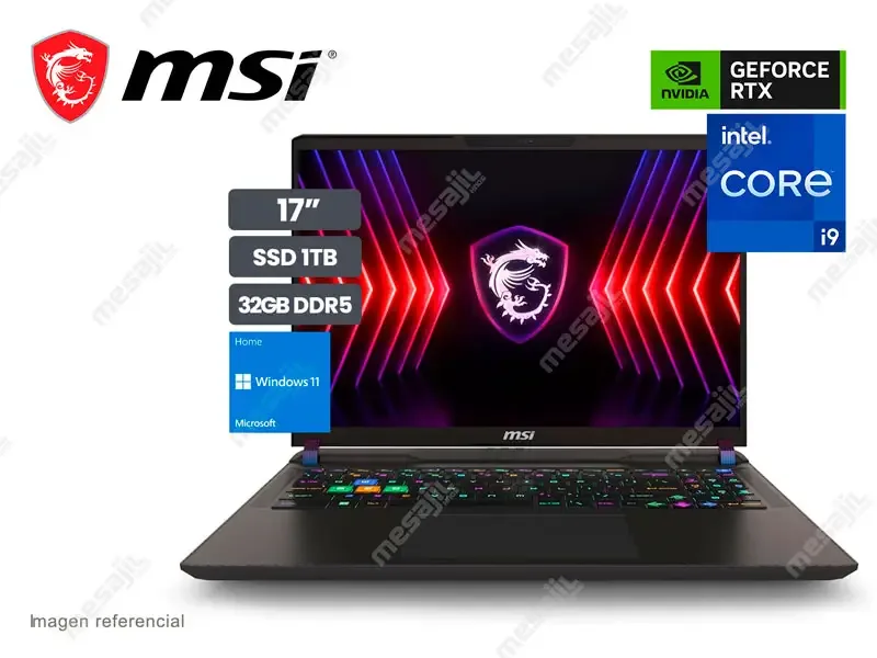 Laptop MSI Gamer Vector 17 HX A14VGG Intel Core i9-14900HX 32GB/SSD1TB/V8GB RTX4070/17" QHD 240Hz/W11H