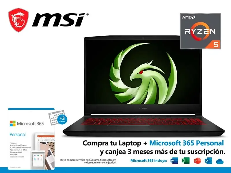 Laptop MSI Gaming Bravo 15 B5DD AMD R5-5600H 8GB/SSD 512GB/RX5500M 4GBB/15.6"/W10
