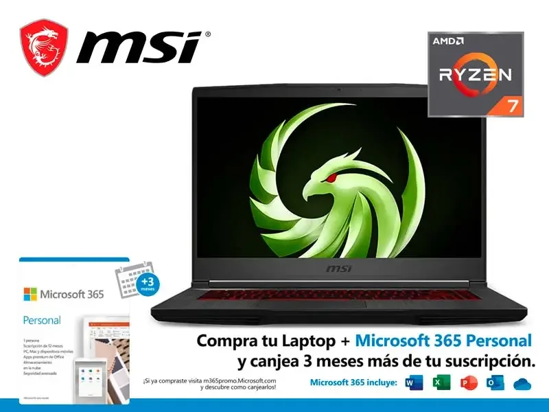 Laptop MSI Gaming Bravo 15 B5DD AMD R7-5800H 16GB/SSD 512GB/RX5500M 4GBB/15.6"/W10