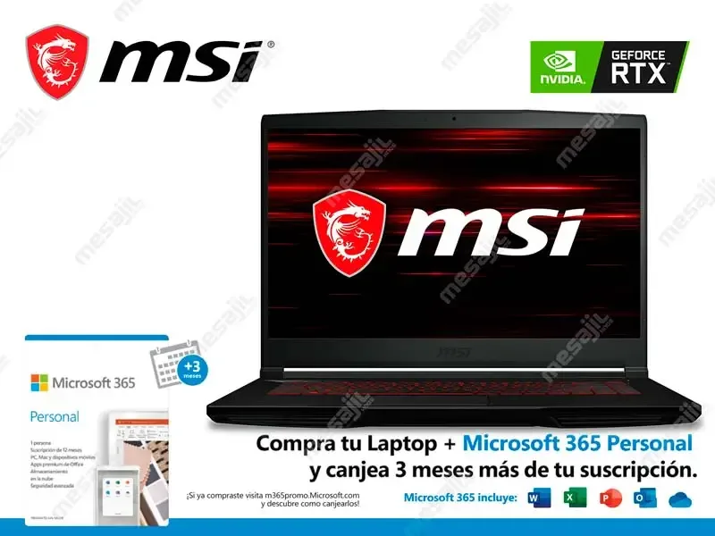 Laptop MSI Gaming Katana GF63 Thin 10UC Intel i5-10500H 8GB/SSD512GB/V4GB RTX3050/15.6"/W10h