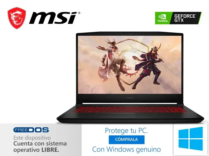 Laptop MSI Gaming Katana GF66 11SC Intel i5-11400H 8GB/SSD 512GB/V4GB GTX1650/15.6"/FreeDos