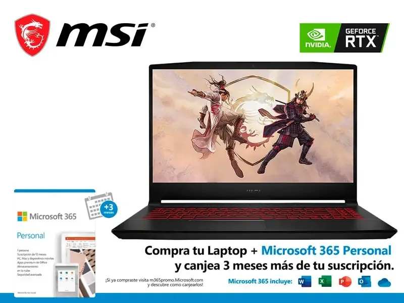 Laptop MSI Gaming Katana GF66 11UE Intel i7-11800H 16G/SSD 512GB/V6GB RTX3060/15.6"/ W10h