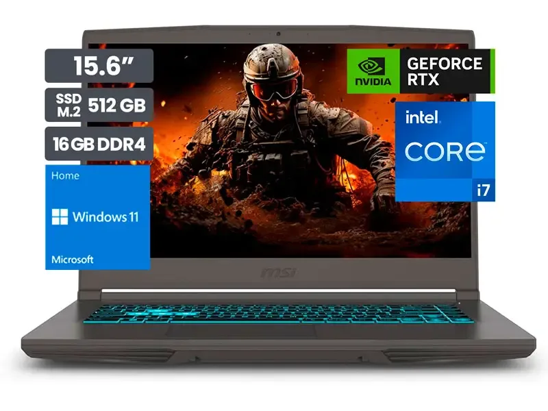Laptop MSI Gaming Thin 15B12VE Intel 7i-12650 16GB/SSD 512GB/RTX4050 V6GB/15.6"144Hz/W11H