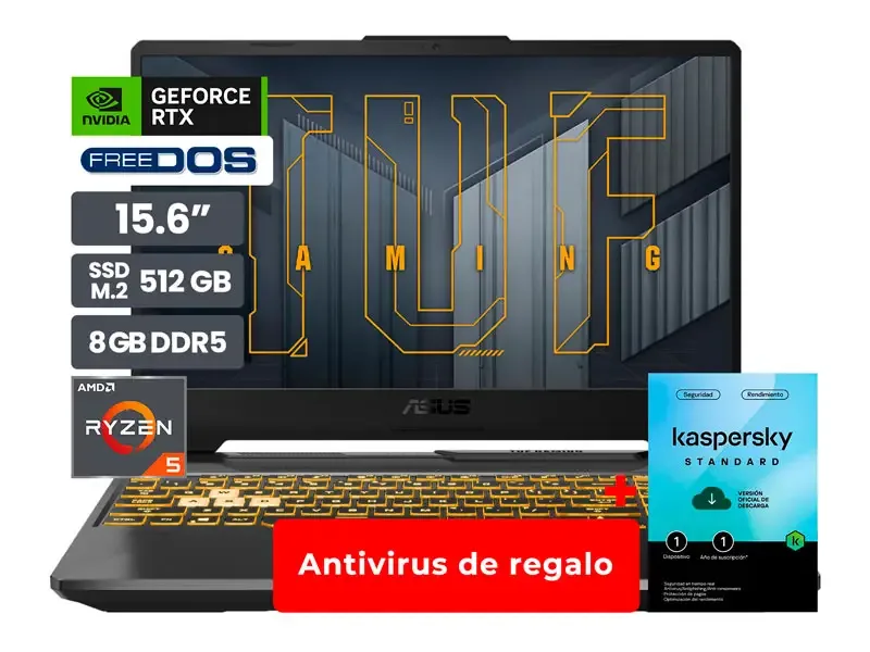 Laptop Ryzen 5 7535HS ASUS TUF Gamer A15 FA506 FA506NC-HN006 8GB SSD512 VD4GB 15.6" FreeDos