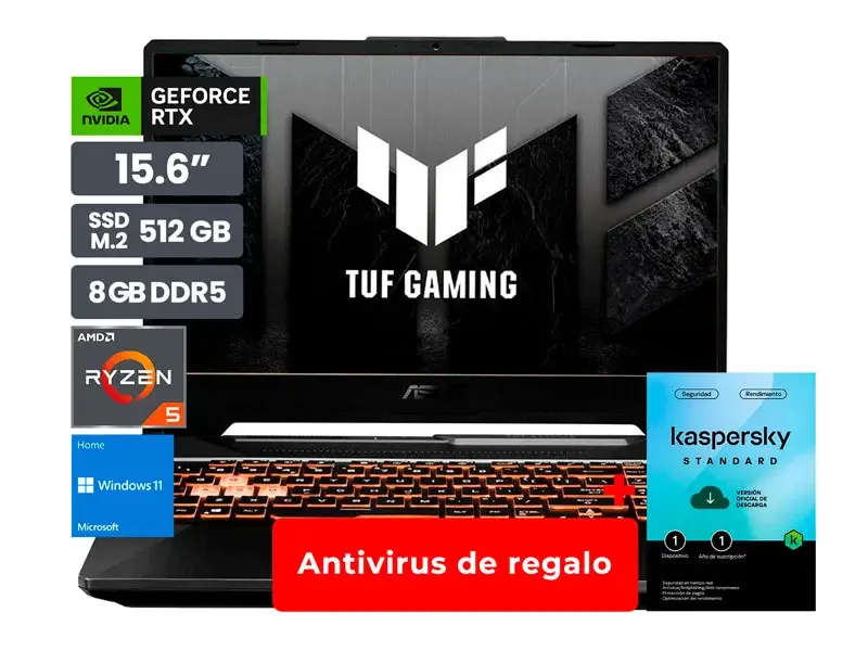 Laptop Ryzen 5 7535HS ASUS TUF Gamer FA506NF-HN005W 8GB SSD512 VD4GB 15.6" W11H