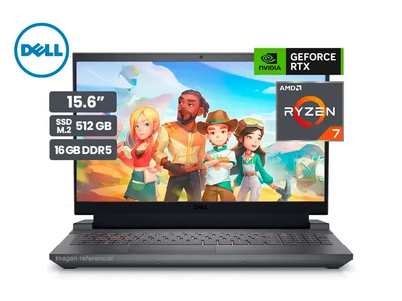 Laptop Ryzen 7 7840HS Dell Gamer G15 5535 16GB/SSD512/RTX4050 6GB/15.6"/ W11h