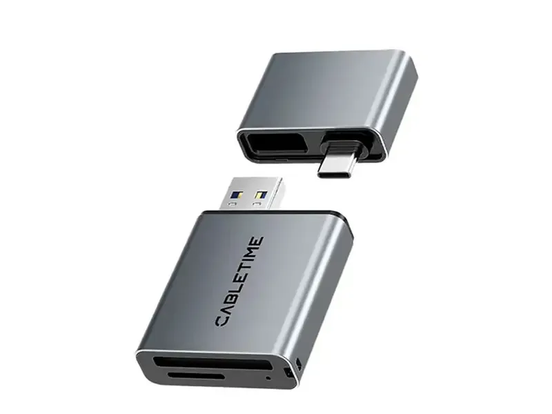 Lector de Tarjeta CABLETIME CB49G USB-A y USB-C compatible iPhone y iPad