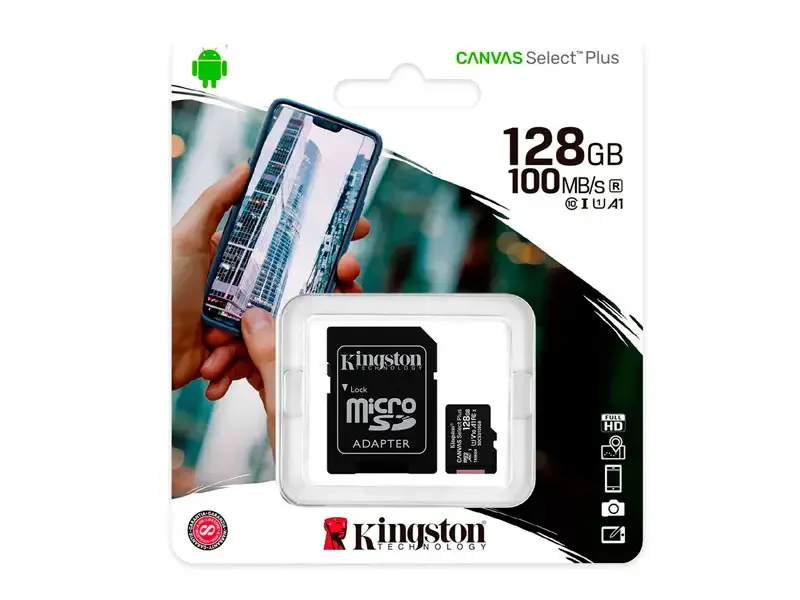 Memoria micro SD 128GB Kingston Canvas Select Plus Class 10 100 MB/s (SDCS2/128GB)