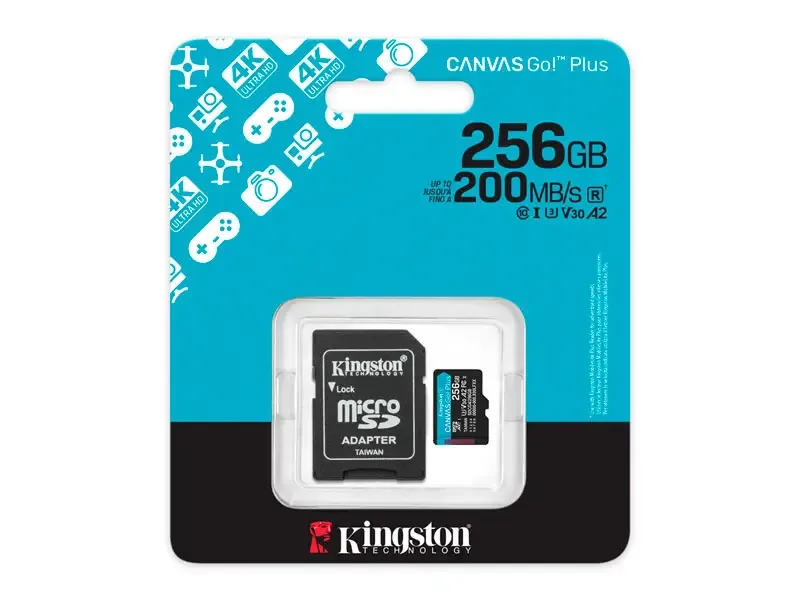 Memoria micro SD 256GB Kingston Canvas Go Plus 4K 200MB/s