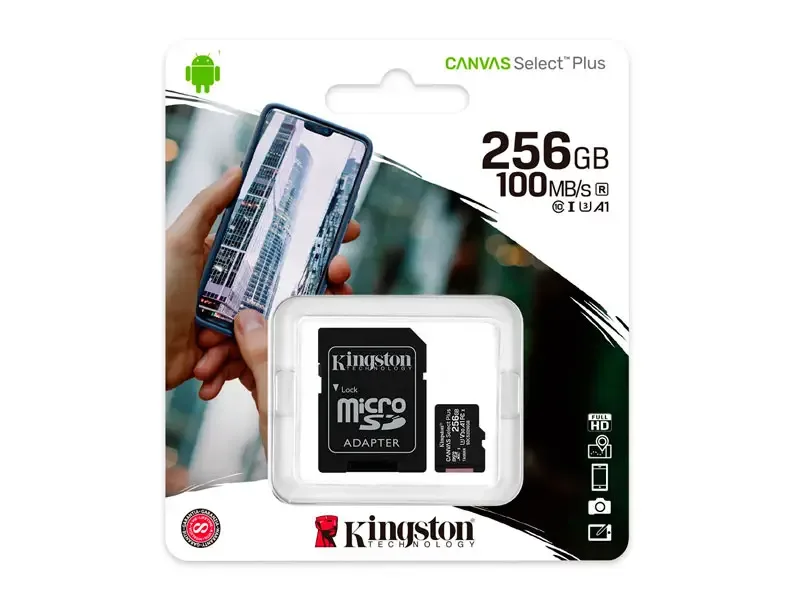 Memoria micro SD 256GB Kingston Canvas Select Plus Class 10 100 MB/s (SDCS2/256GB)