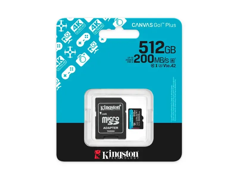 Memoria micro SD 512GB Kingston Canvas Go Plus 4K 200MB/s SDCG4/512GB