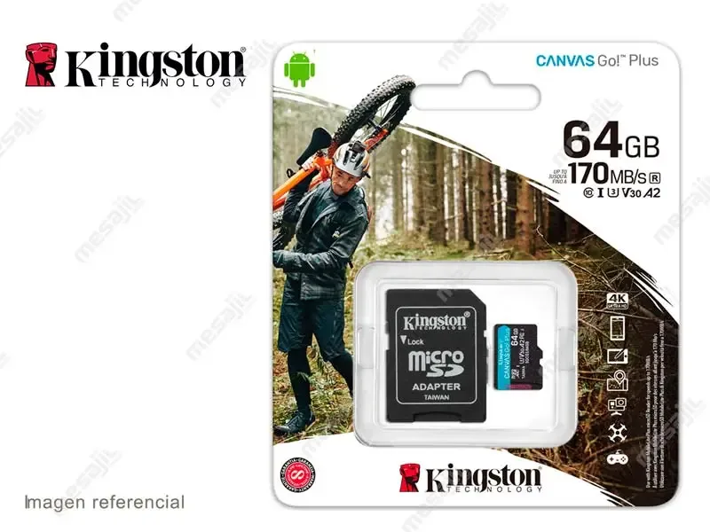 Memoria micro SD 64GB Kingston Canvas Go! Plus 170 MB/s (SDCG3/64GB)