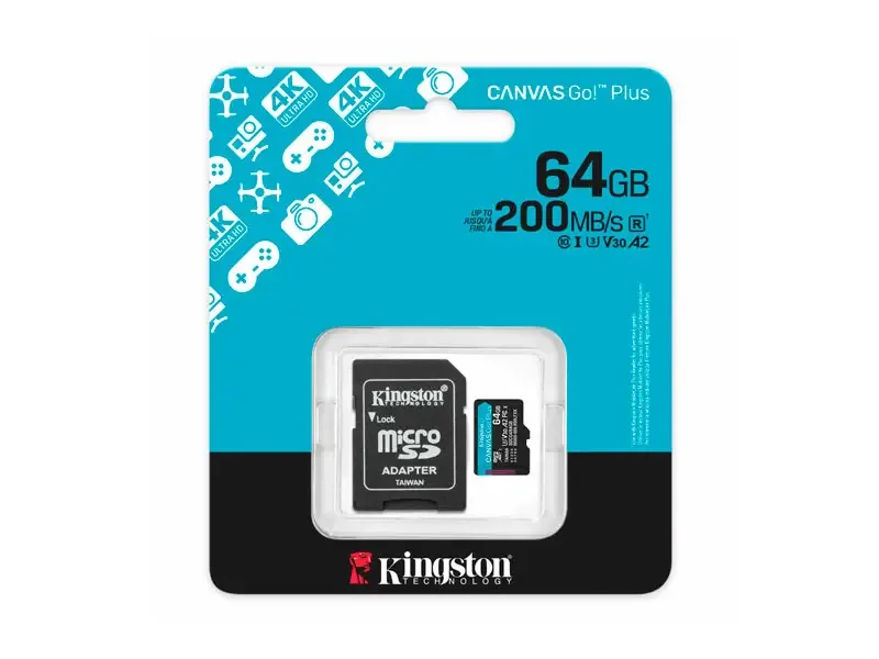 Memoria micro SD 64GB Kingston Canvas Go Plus 4K 200MB/s SDCG4/64GB