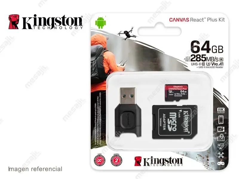 Memoria micro SD 64GB Kingston Canvas React Plus (MLPMR2/64GB)