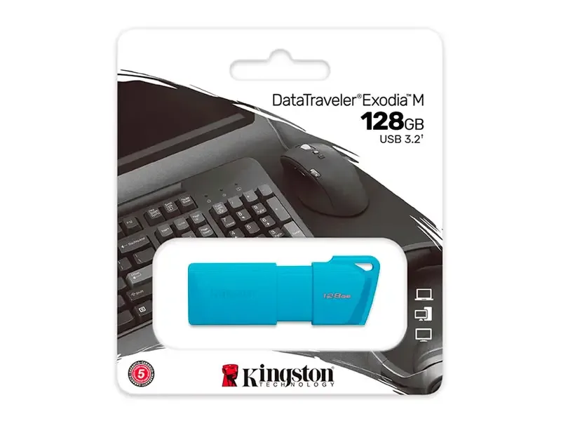Memoria USB 3.2 128GB Kingston DataTraveler Exodia Aqua Blue Neon