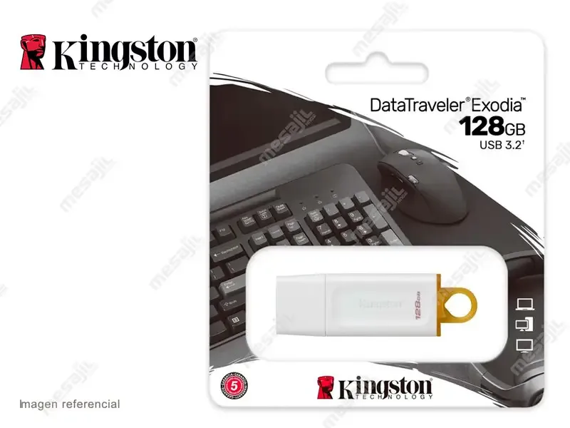 Memoria USB 3.2 128GB Kingston DataTraveler Exodia Blanco