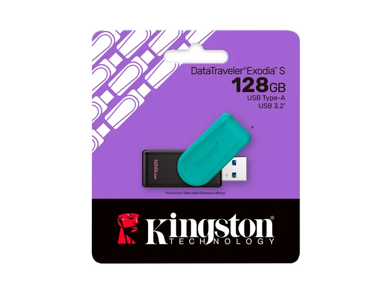 Memoria USB 3.2 128GB Kingston DataTraveler Exodia S (DTXS/128GB) Negro/turquesa