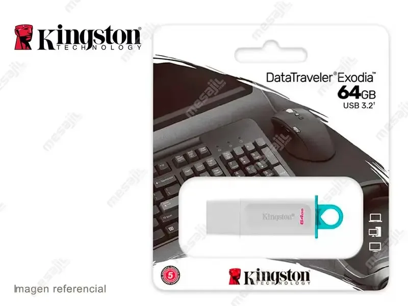 Memoria USB 3.2 64GB Kingston DataTraveler Exodia (DTX/64GB) Blanco