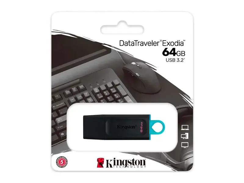 Memoria USB 3.2 64GB Kingston DataTraveler Exodia (DTX/64GB) Negro