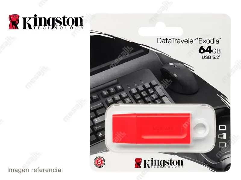 Memoria USB 3.2 64GB Kingston DataTraveler Exodia Rojo