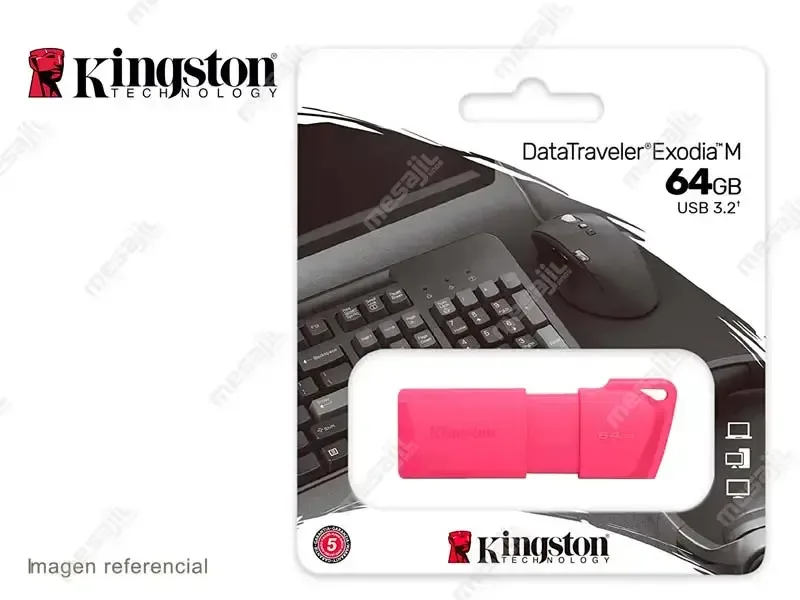 Memoria USB 3.2 64GB Kingston DataTraveler Exodia Rosado
