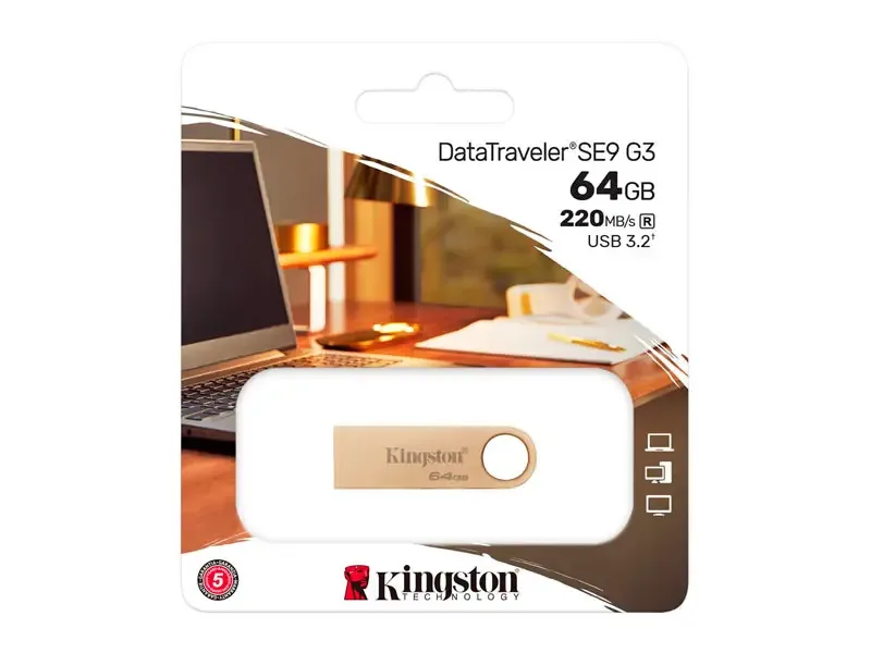 Memoria USB 3.2 64GB Kingston DataTraveler SE9 G3 (DTSE9G3/64GB) Dorado