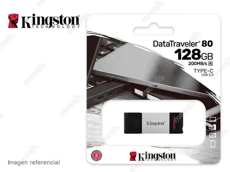 Memoria USB-C 3.2 128GB Kingston DataTraveler 80 (DT80/128GB)