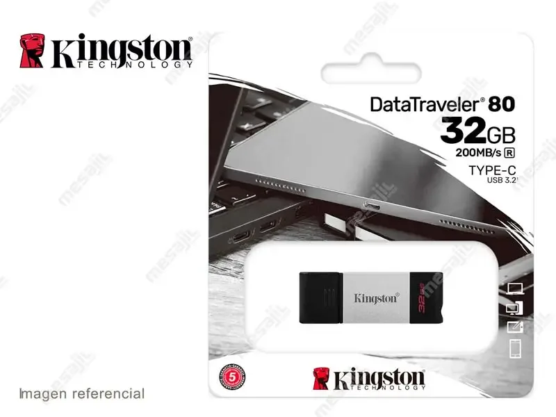 Memoria USB-C 3.2 32GB Kingston DataTraveler 80 (DT80/32GB)