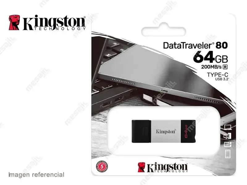 Memoria USB-C 3.2 64GB Kingston DataTraveler 80 (DT80/64GB)