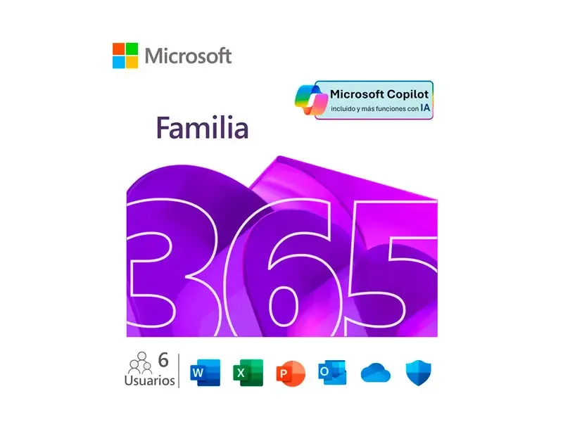 Microsoft 365 Family + Copilot 12 Meses 6 usuario PC y Mac Office ESD Digital