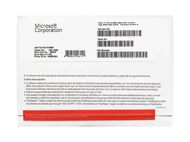 Microsoft Windows 11 Profesional OEM Espanol