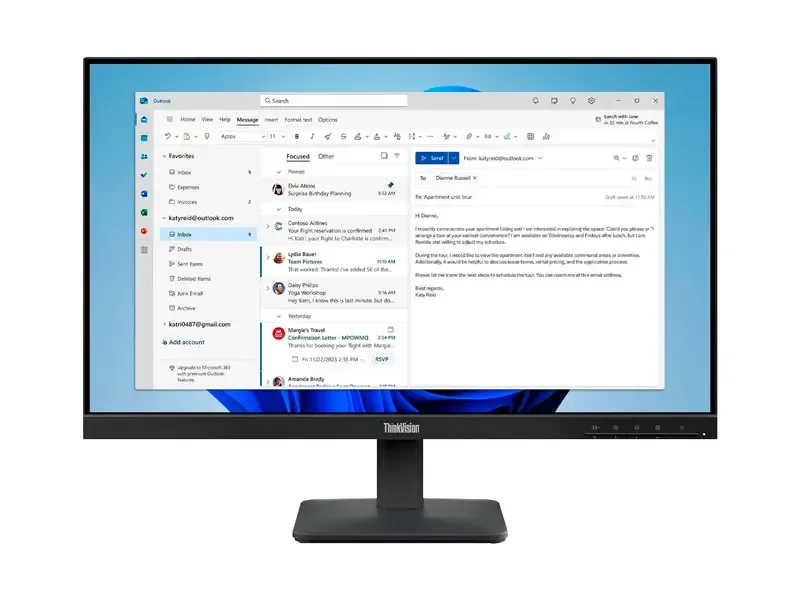 Monitor 23.8" LENOVO ThinkVision S24e-4e Plano HDMI/VGA/6ms/100Hz