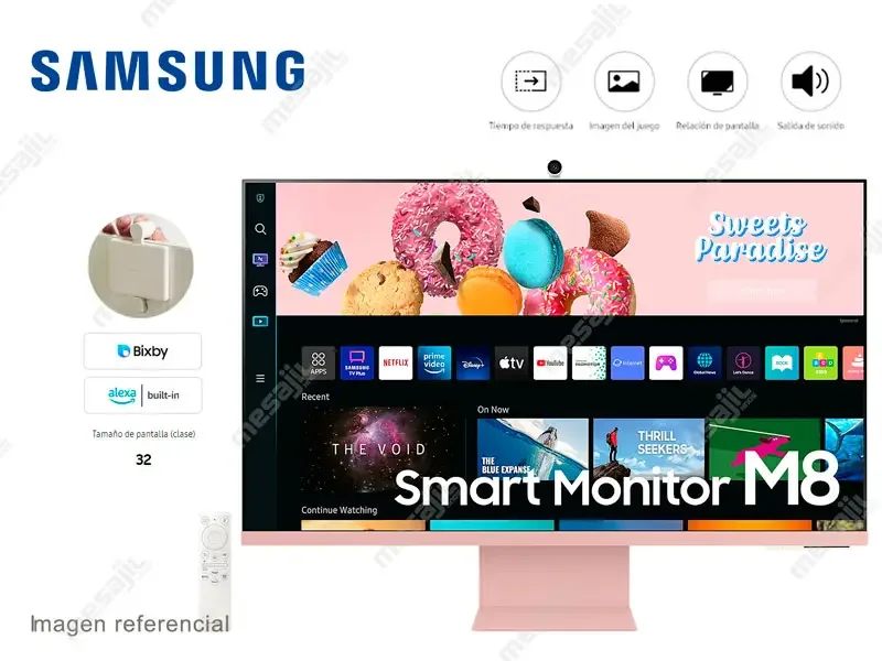 Monitor 32 SAMSUNG M80B SMART UHD 4K Camara Webcam/Apps/USB-C PINK