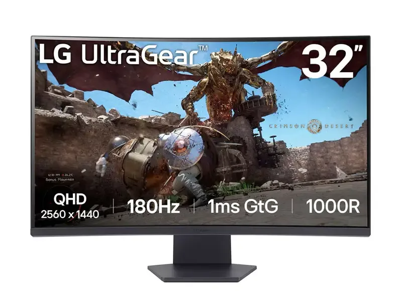 Monitor Gaming 32 LG CURVO UltraGear 32GS60QC-B QHD 180Hz/1ms/HDMIX2/DP