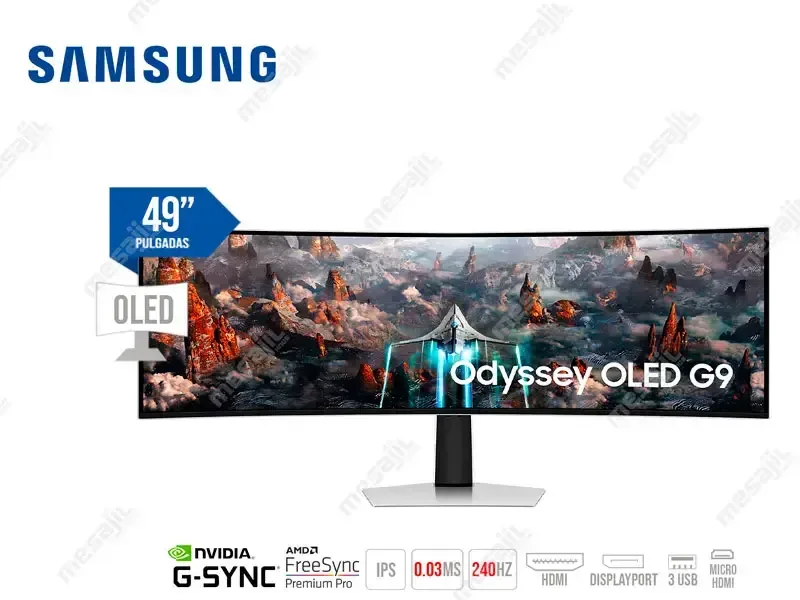 Monitor Gaming 49 SAMSUNG Odyssey OLED CURVO G9 G93SC 0.03MS/240Hz G-Sync Nvidia