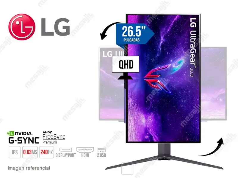 Monitor Gaming LG 27GR95QE-B 26.5" UltraGear QHD OLED 240Hz G-Sync/FreeSync