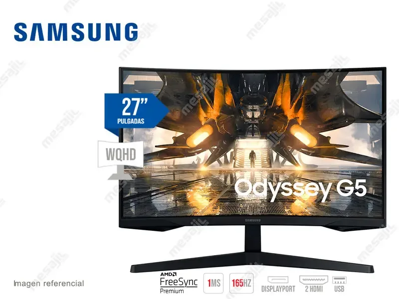 Monitor Gaming Samsung Odyssey G5 LS27AG550EL 27" Curvo WQHD 165Hz/1ms