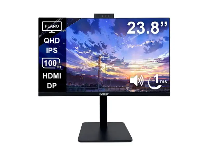 Monitor Teros TE-2416CS 23.8" QHD PLANO IPS 100Hz 1ms Camara Parlantes