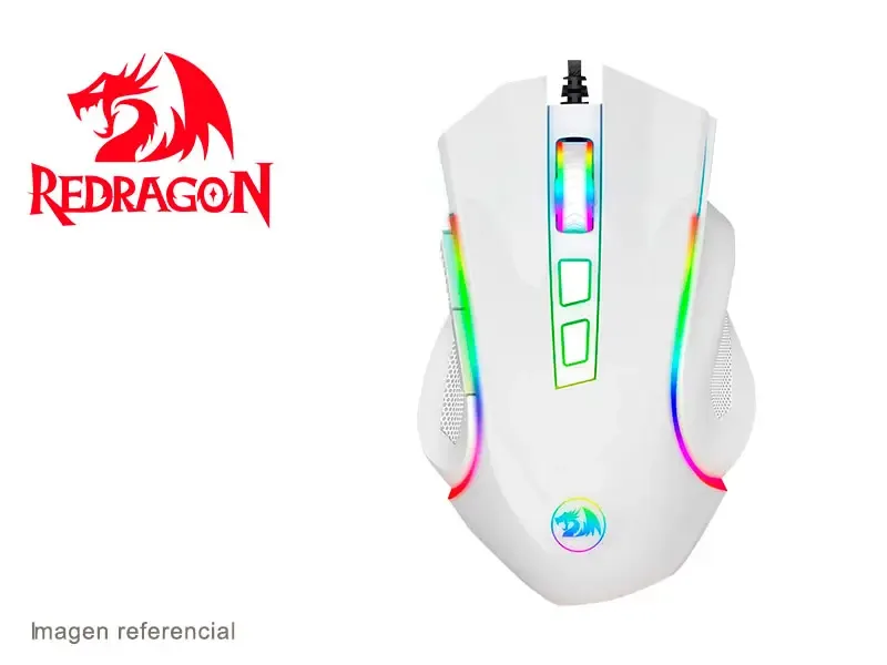 Mouse Gaming Redragon GRIFFIN WHITE M607W Hasta 7200 DPI, RGB, 8 botones