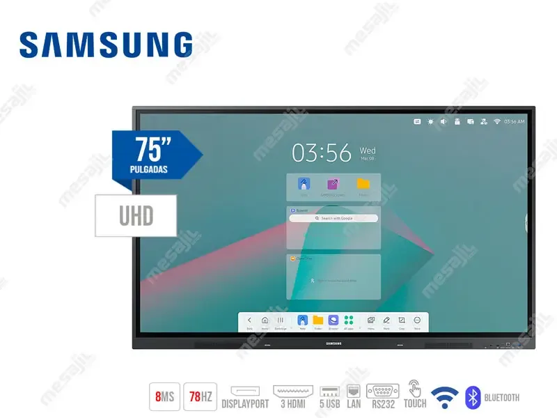 Pantalla interactiva Samsung WA75C 75" 4K UHD Táctil
